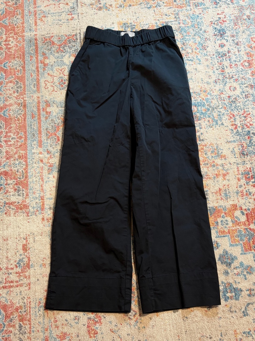 Everlane black cotton elastic waist wide-leg pants